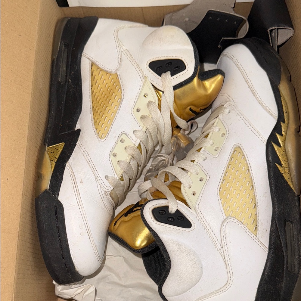 Jordan Air 5 Retro BG in White and Metallic Gold